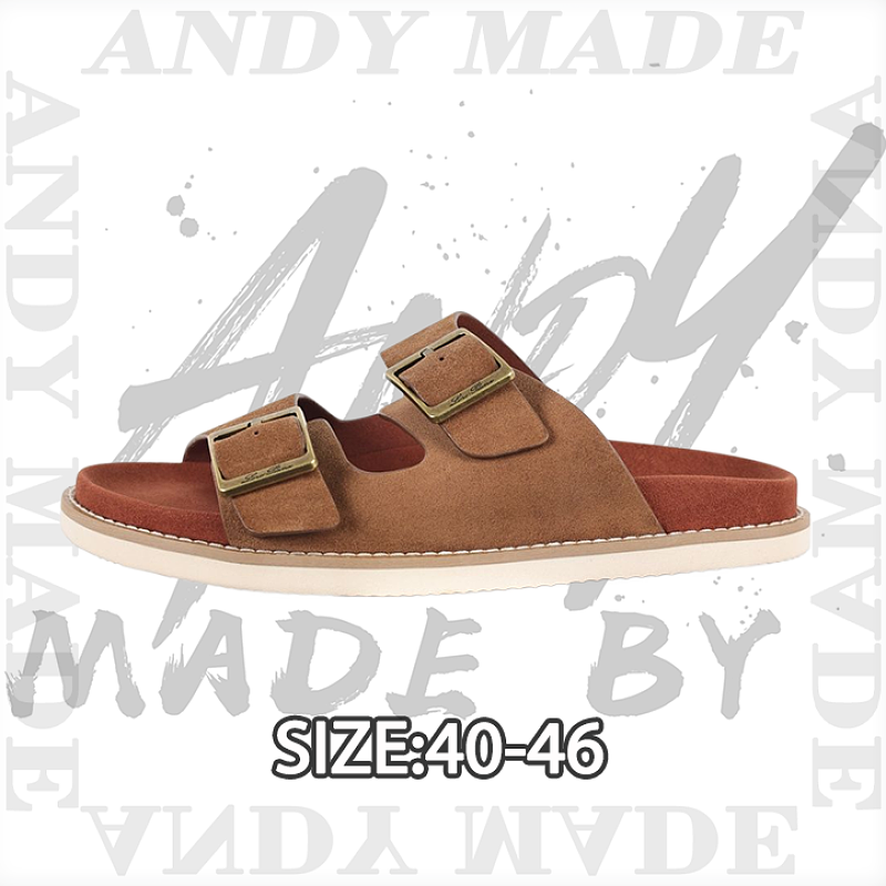 Thick-soled Suede Flip-flops In Khaki Brown