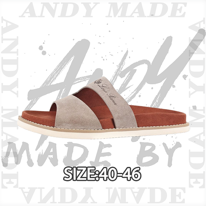 Double-strap Slippers Gray-brown