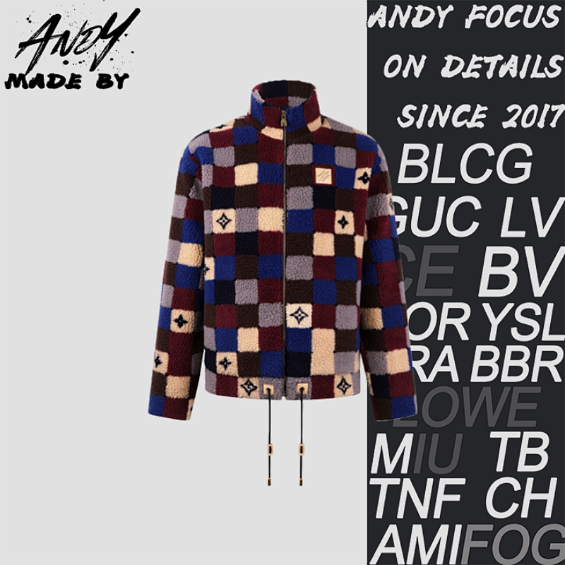 Louis Vuitton High-neck Jacquard Pattern Suede Belted Coat