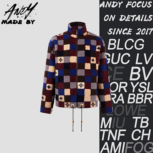 Louis Vuitton High-neck Jacquard Pattern Suede Belted Coat