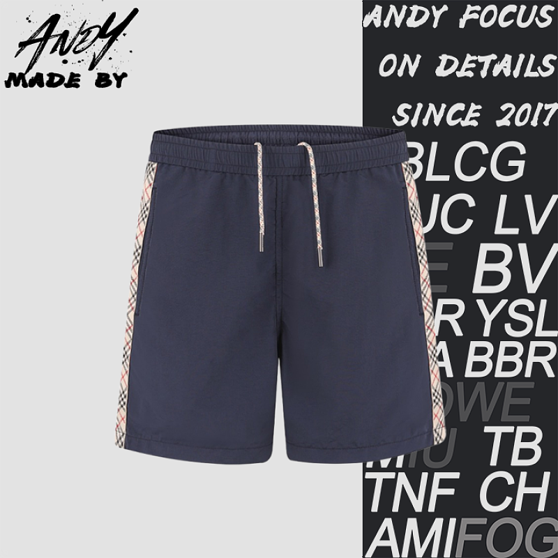 Drawstring Swim Shorts With Plaid TrimItem ID