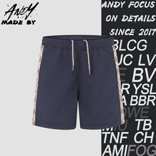 Drawstring Swim Shorts With Plaid TrimItem ID