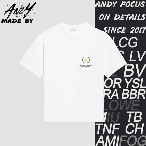 Pure Cotton T-shirt With CE Embroidered Short Sleeves