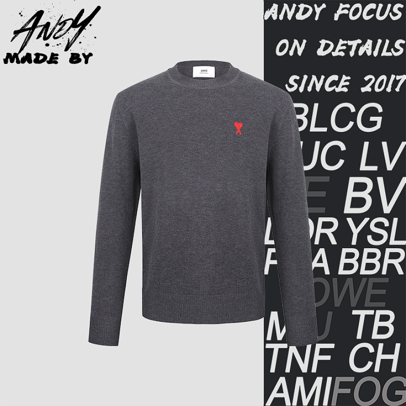 Crew Neck Wool Adc Embroidered Knit Sweater
