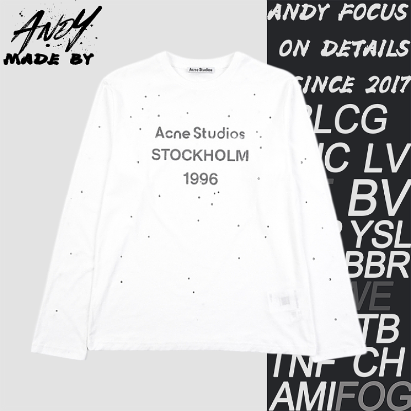Series Hot-Film Rhinestone Printed Distressed Long-Sleeve