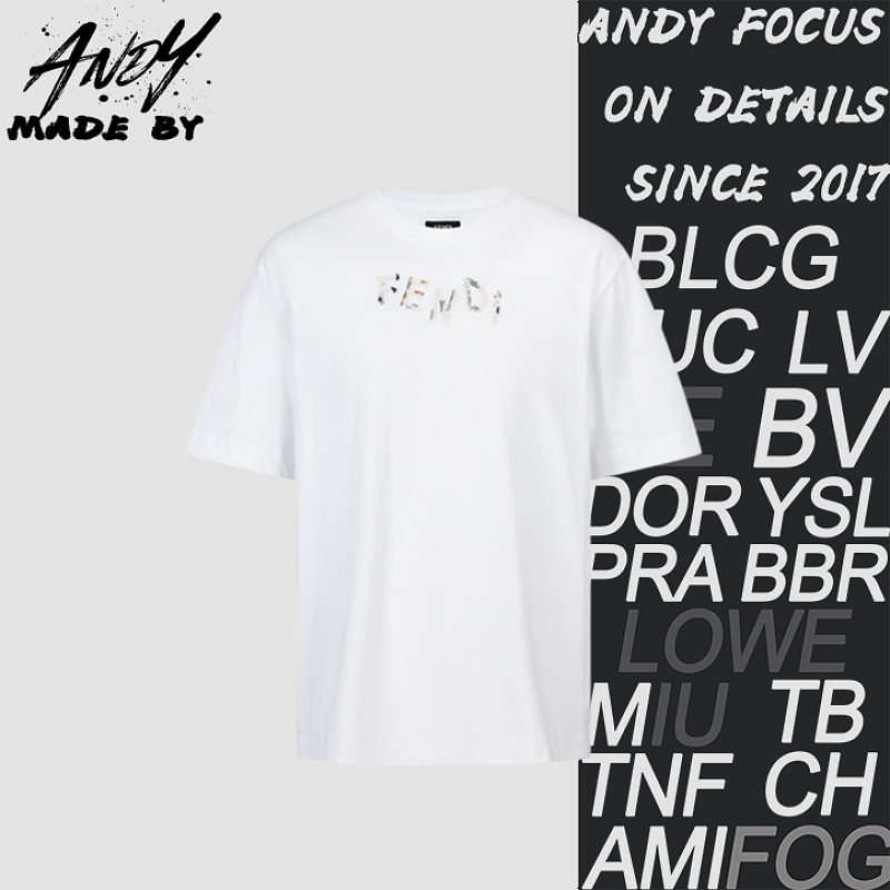 Fendi Short-sleeved Shirt With Embroidered Logo And Lettering