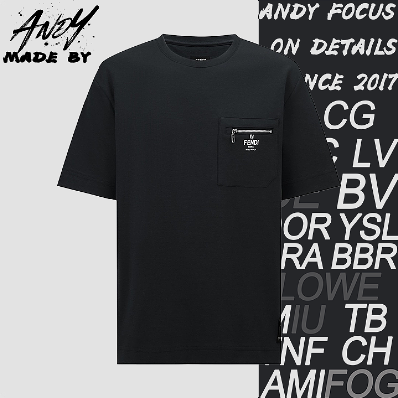 Fendi Zippered Pocket With Printed Logo Short-Sleeve T-Shirt
