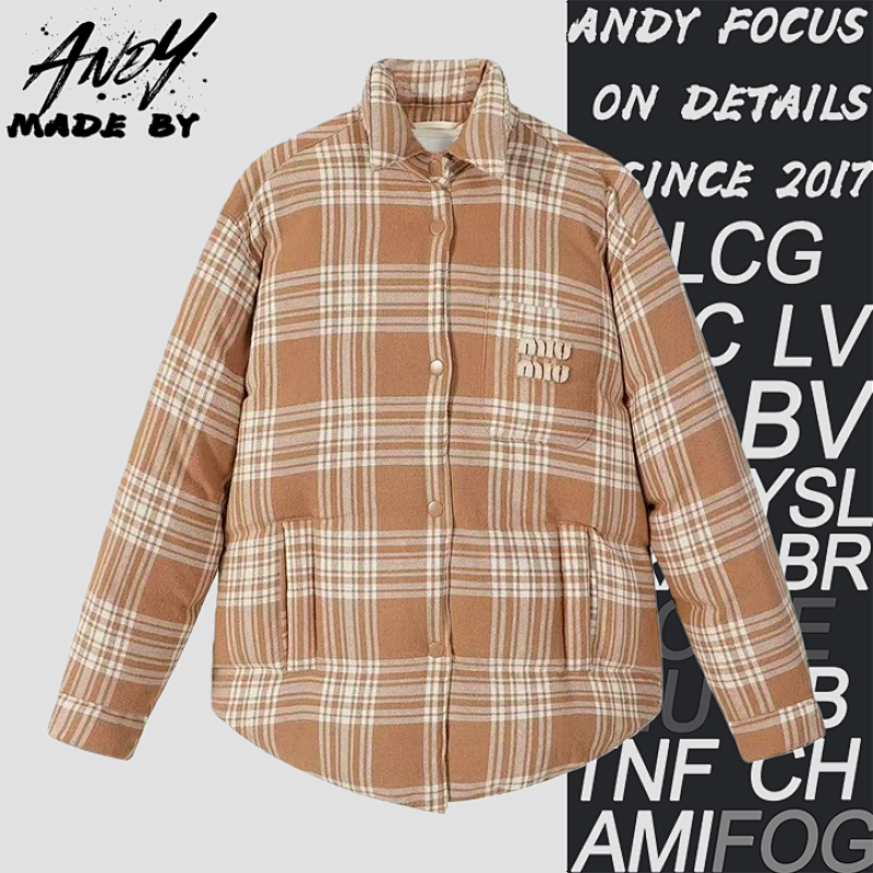 Mid-weight Plaid Down Jacket -Z