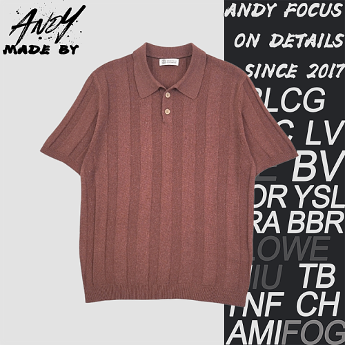 BC Two-tone Linen Blend Striped Polo Shirt