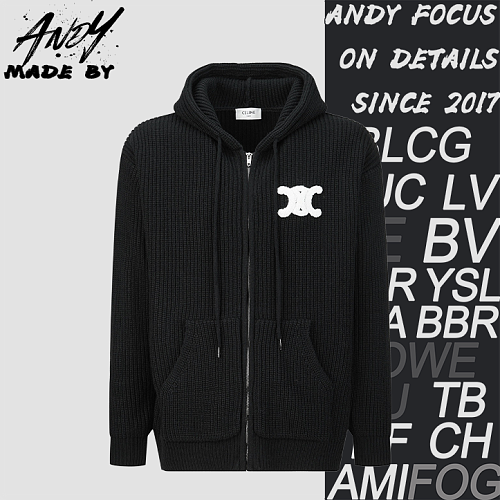 Celine Embroidered Logo Knit Hoodie