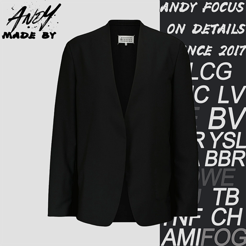 Maison Margiela MM6 Wool-blend Collarless Blazer