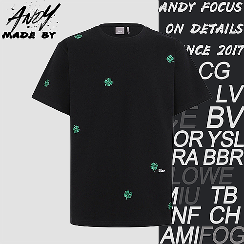 Four-leaf Clover Embroidered Logo Short-sleeved Shirt