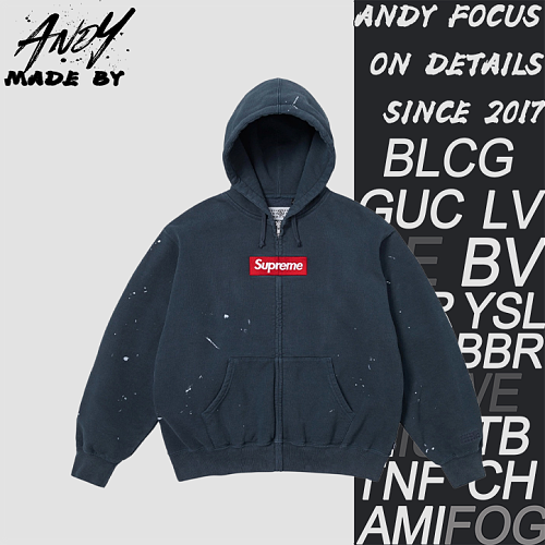 Supreme Ink-splash Embroidered Fleece-lined Zip-up Hoodie