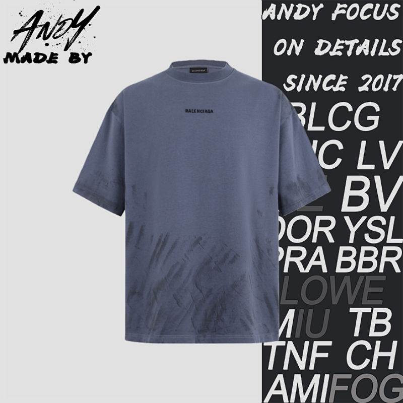 Balenciaga Embroidered Crew Neck Short-Sleeve T-Shirt With Faded Pattern