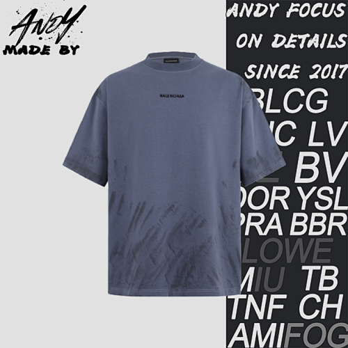 Balenciaga Embroidered Crew Neck Short-Sleeve T-Shirt With Faded Pattern