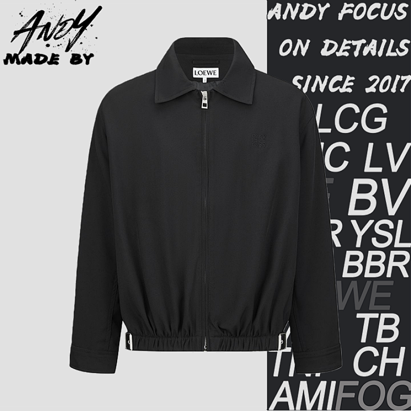 Leather-Label Elastic Waist Work Jacket