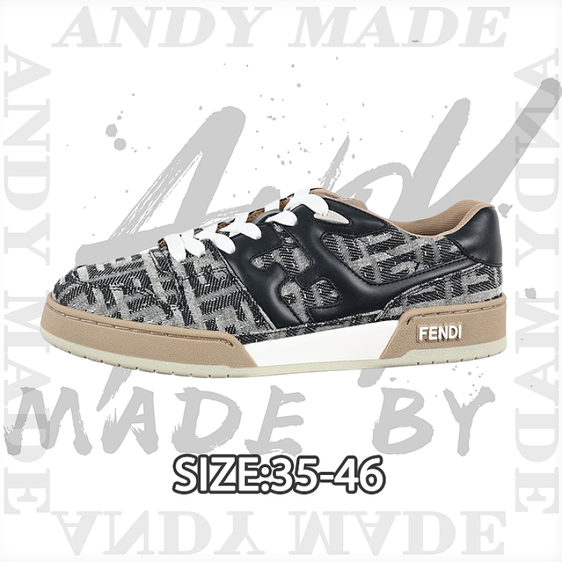 Fendi Fashion Sneakers Black And Gray Old Pattern