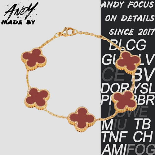 Van Clover Red Agate Bracelet Material Description
