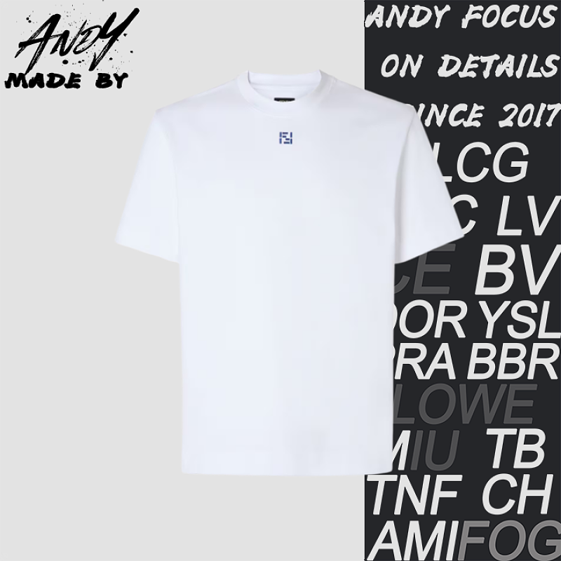 Fendi Double F Embroidered Crew Neck T-shirt