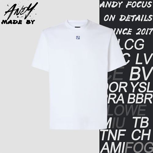 Fendi Double F Embroidered Crew Neck T-shirt