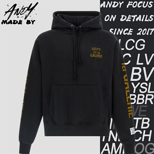 Mottled Yellow French-Text Print Hoodie