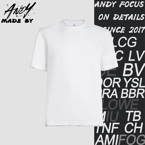 Silk-Gloss Cotton Fake Two-Piece Short Sleeve