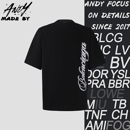 Neck Cotton T-shirt With Script Letter Embroidery