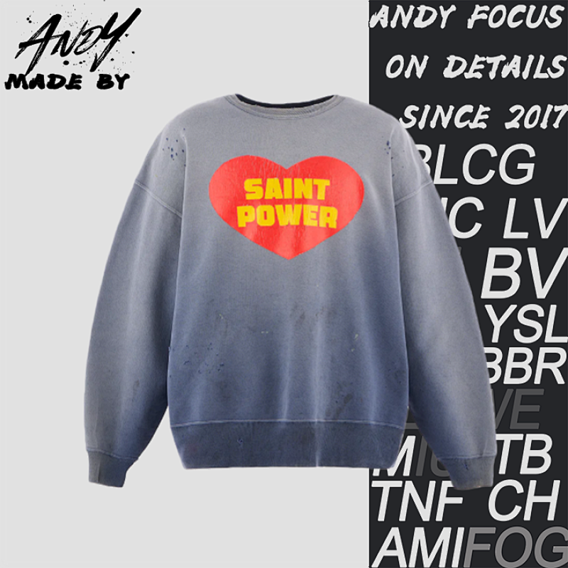 Distressed Heart Print Crew Neck Sweatshirt