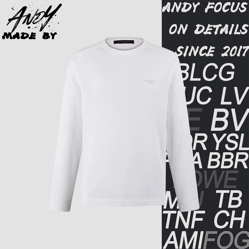 Embroidered Logo Waffle Long Sleeve T-Shirt