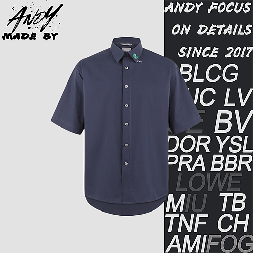Cotton Short-sleeved Shirt With Embroidered Clover Logo