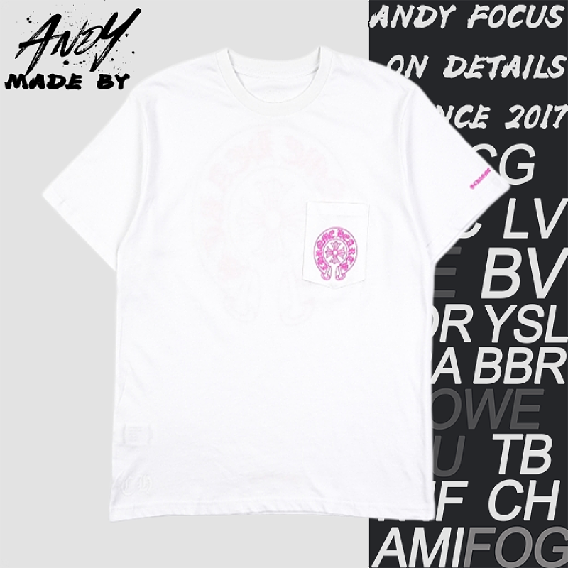 Chrome Hearts CH's New Pink Horseshoe-shaped Short-sleeved Shirt