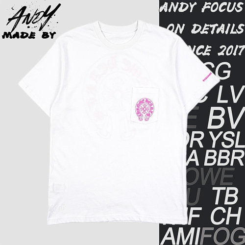 Chrome Hearts CH's New Pink Horseshoe-shaped Short-sleeved Shirt