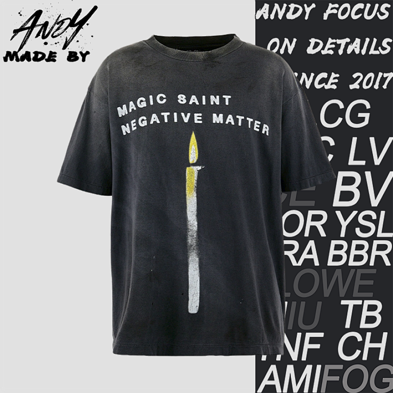 S M Candle Print Short-sleeved Shirt