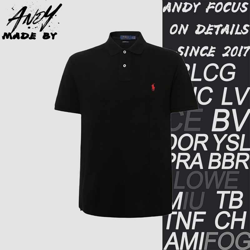 RL 25ss Pony Logo Embroidered Polo Short Sleeves-RN41381 Black