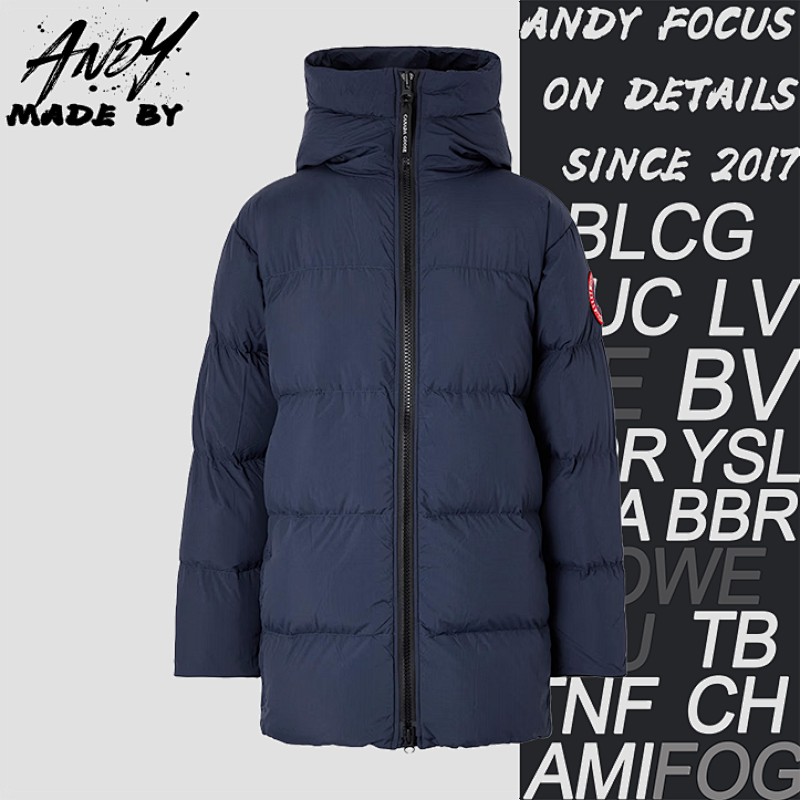 Mid-length Hooded Down Jacket With Sleeve Label