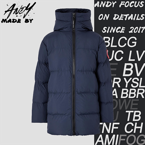 Mid-length Hooded Down Jacket With Sleeve Label