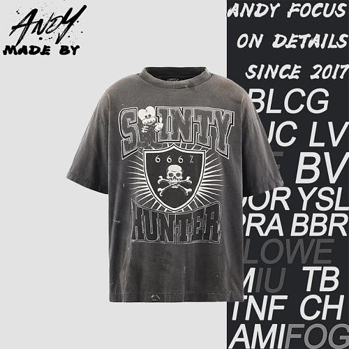 Middle Finger Skull Print T-Shirt
