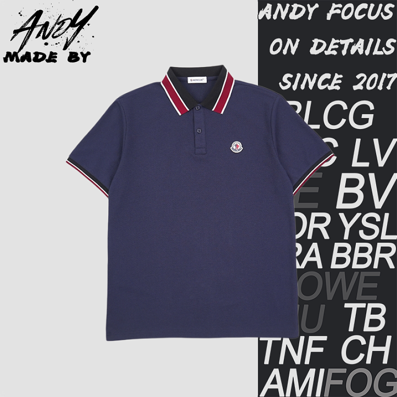 Black And Red Collar M-logo Polo Short Sleeve - Navy Blue