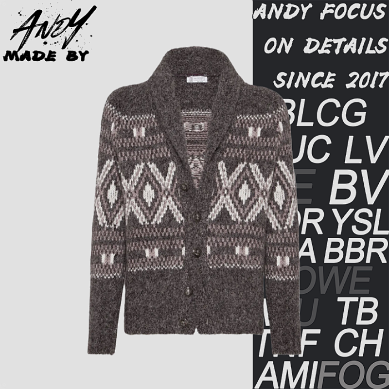 BC Fair Isle Jacquard Shawl Collar Cardigan Sweater