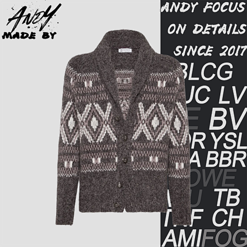 BC Fair Isle Jacquard Shawl Collar Cardigan Sweater