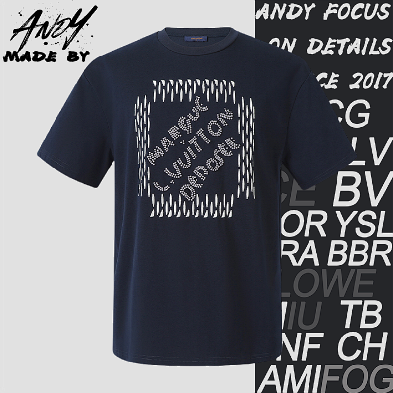 L V Embroidered Cotton T-shirt