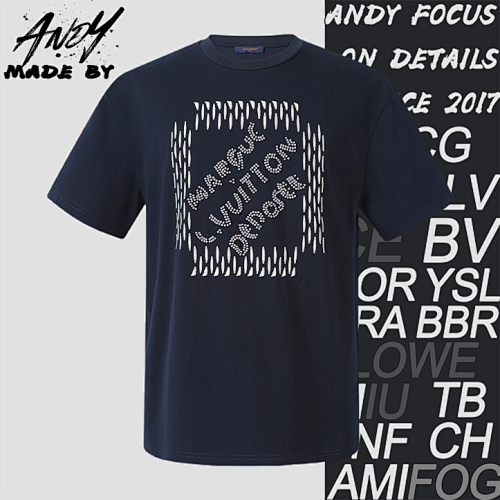 L V Embroidered Cotton T-shirt