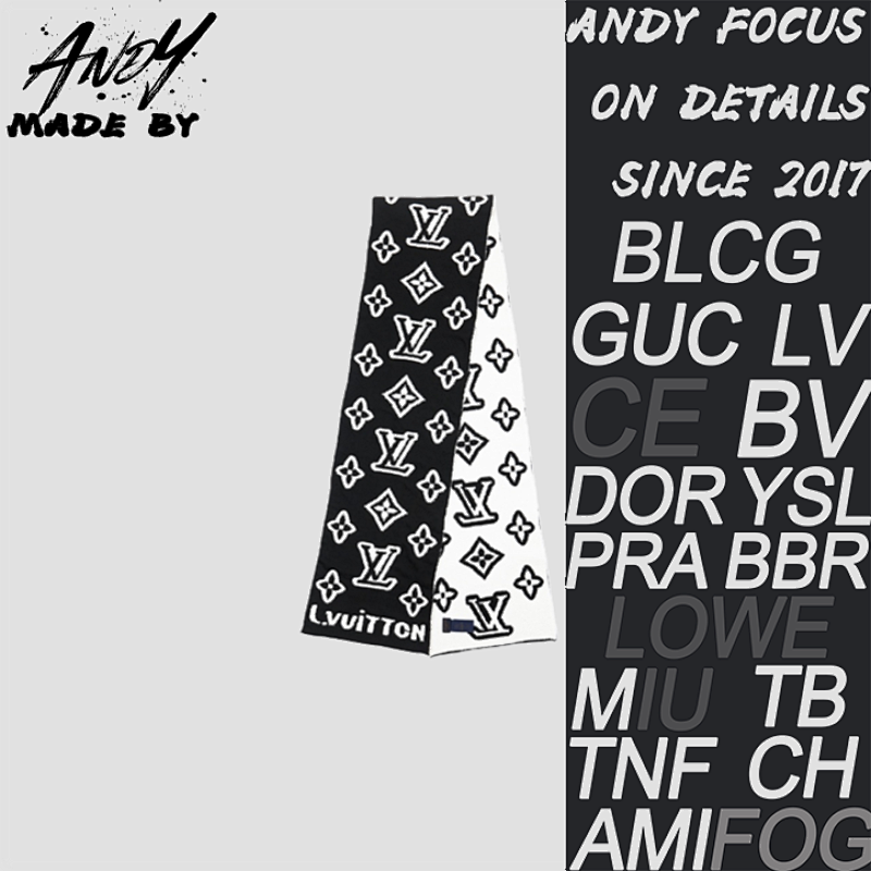 Louis Vuitton LV Black And White Embossed Logo Scarf