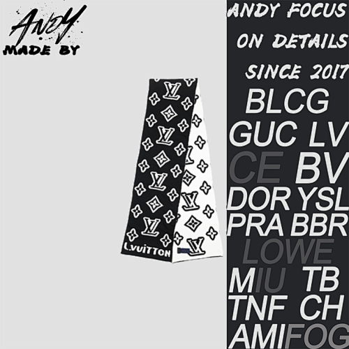 Louis Vuitton LV Black And White Embossed Logo Scarf