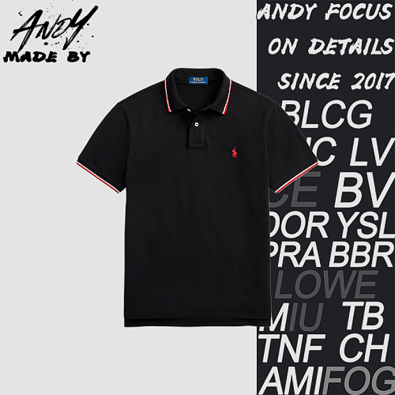 Burberry Red And White Trim Jacquard Collar Polo Short Sleeve