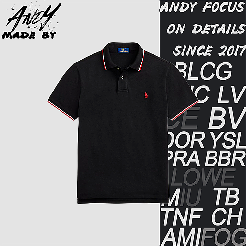 Burberry Red And White Trim Jacquard Collar Polo Short Sleeve