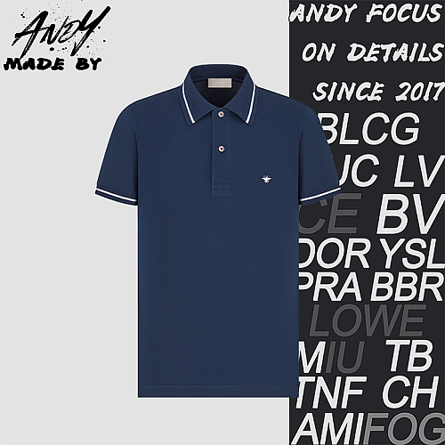 Polo Shirt With Bee Embroidery - Navy Blue