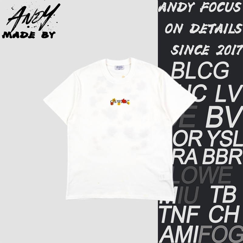 OW Maple Leaf Floral Arrow Embroidered Short-Sleeve T-Shirt