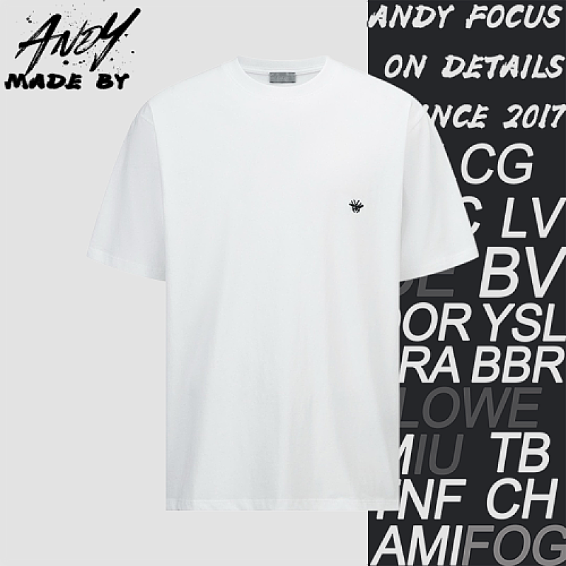 Dior Short-sleeved Shirt With Classic Bee Logo Embroidery