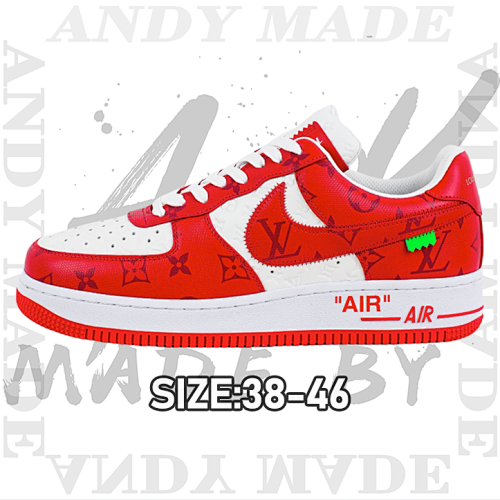 L V X Nike Air Force1Low Air Force Heavy Joint Brand Print Red